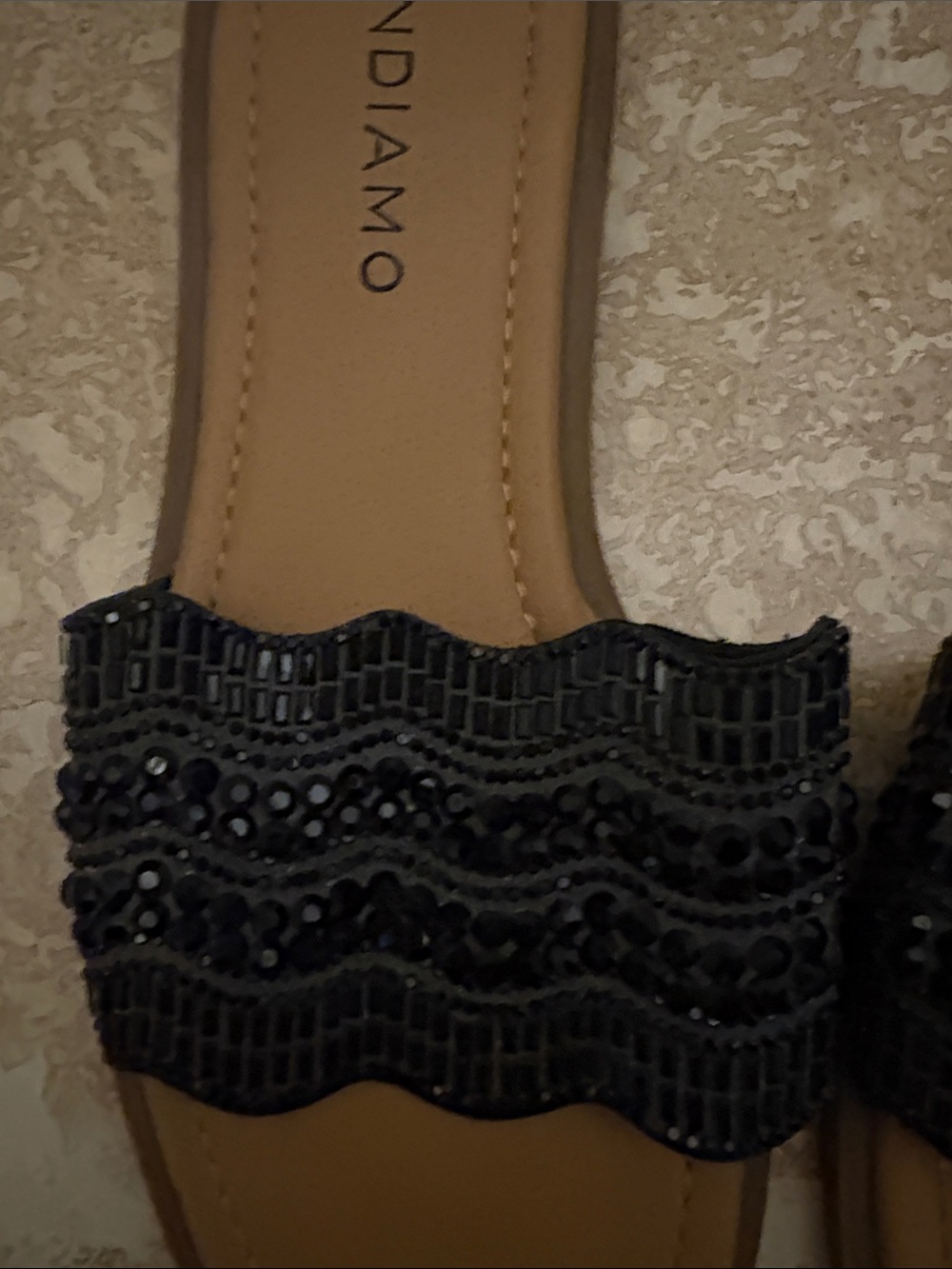 Andiamo Women's Black Beaded Slide Sandals Size 6.5 - Picture 2 of 3